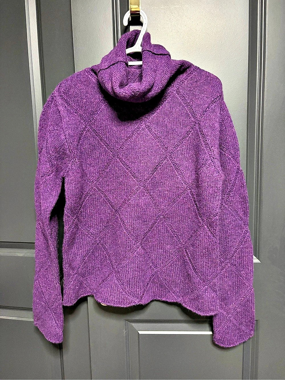 Tara Jarmon Lurbert Turtleneck Wool Sweater Wool Cowl Neck Purple Large